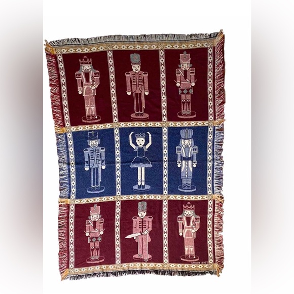 Vtg.Nutcracker Multicolor 2 Layer AFGHAN Christmas Tapestry Blanket USA 46x67. - Picture 11 of 11